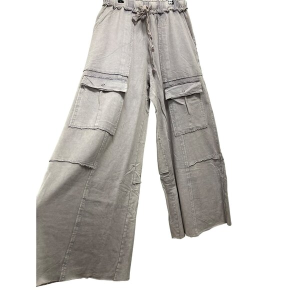 Easel Mineral Wash Wide Leg Lavender Cargo Pant Sz Small NWT - Picture 3 of 5